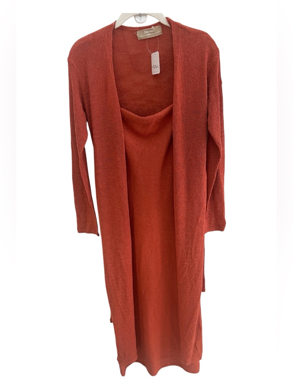 Free People Lottie Solid Sweater Dress Set NWT Dark Ginger Red XS MSRP $128 - Picture 2 of 7